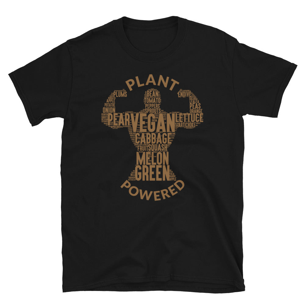 Plant Powered Bald Muscle Man Short-Sleeve Unisex T-Shirt