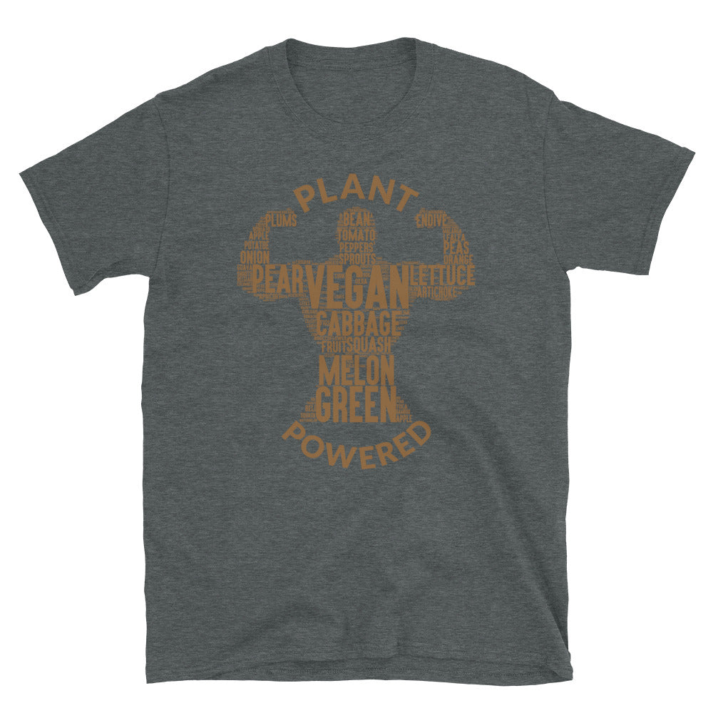 Plant Powered Bald Muscle Man Short-Sleeve Unisex T-Shirt