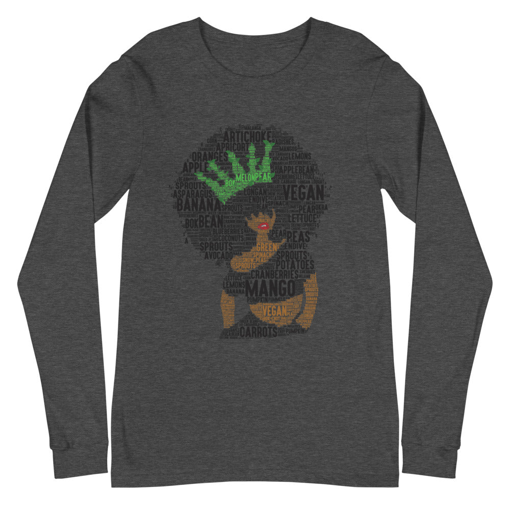 Afro Vegan Queen Unisex Long Sleeve Tee