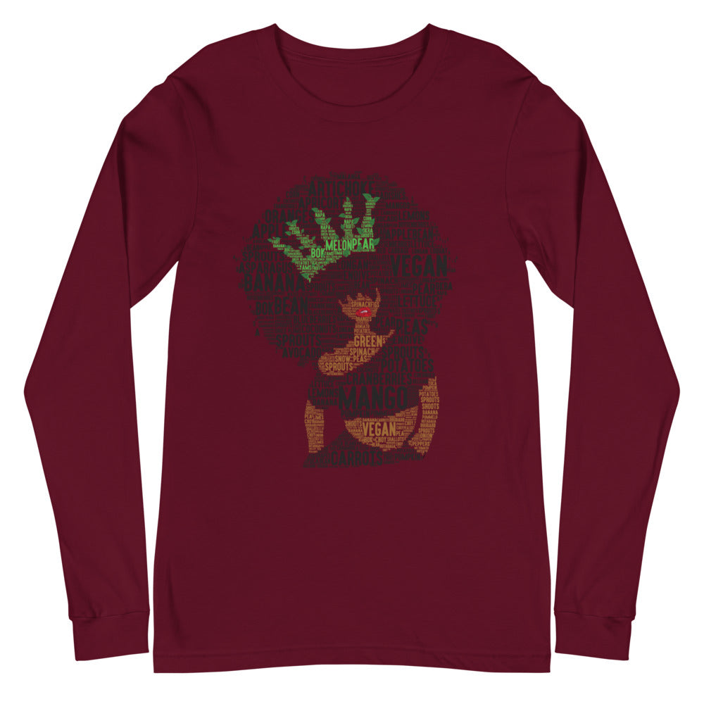Afro Vegan Queen Unisex Long Sleeve Tee