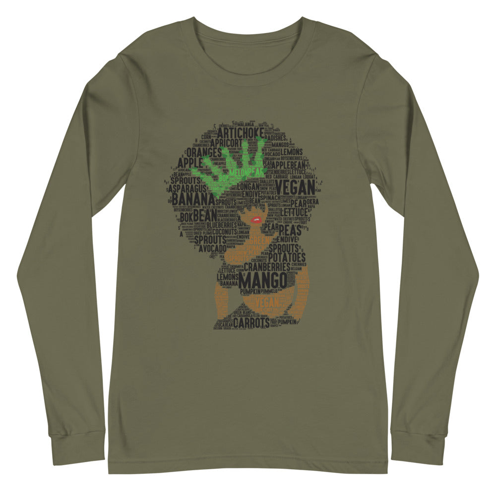 Afro Vegan Queen Unisex Long Sleeve Tee