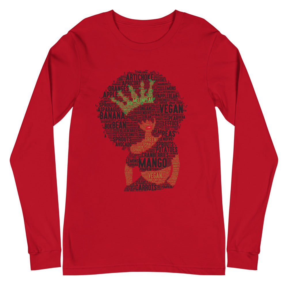 Afro Vegan Queen Unisex Long Sleeve Tee
