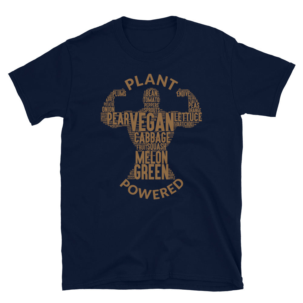 Plant Powered Bald Muscle Man Short-Sleeve Unisex T-Shirt